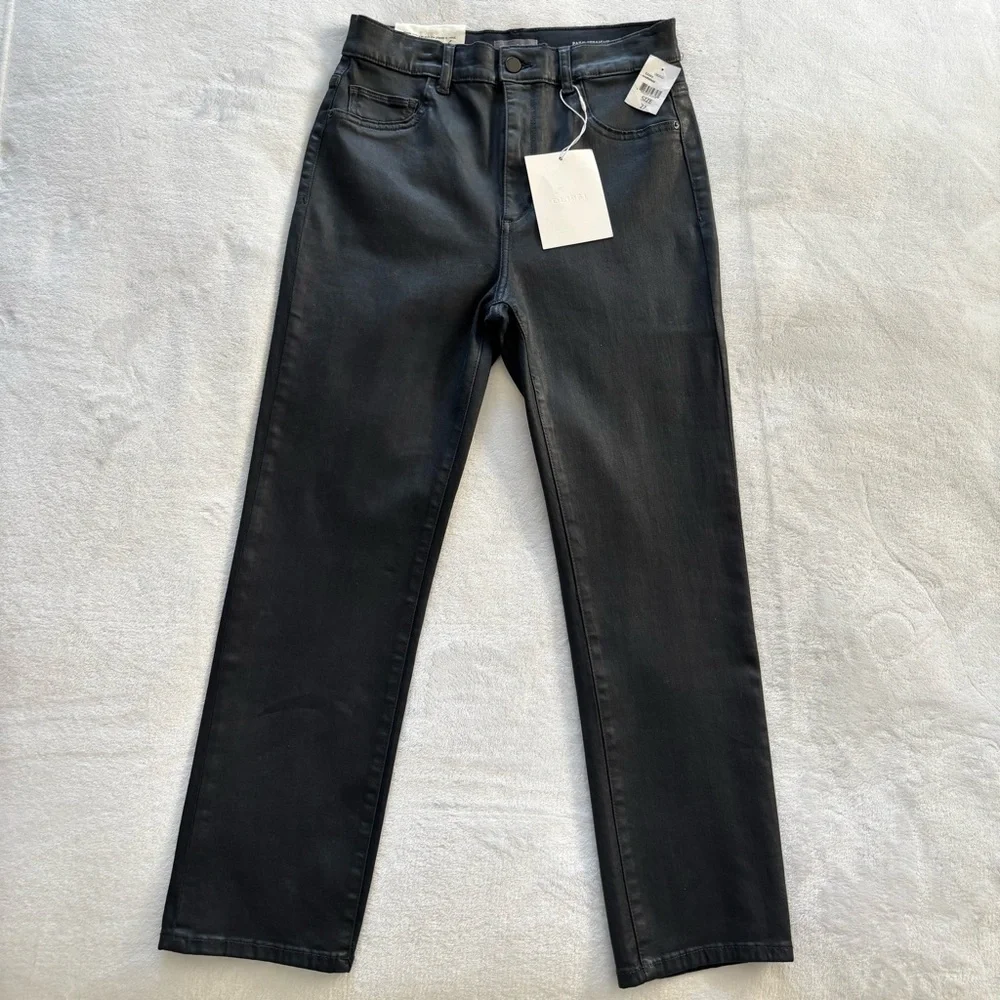 DL1961 Patti Straight High Rise Vintage Ankle Black Coated Vintage Jeans--27 - Picture 7 of 16